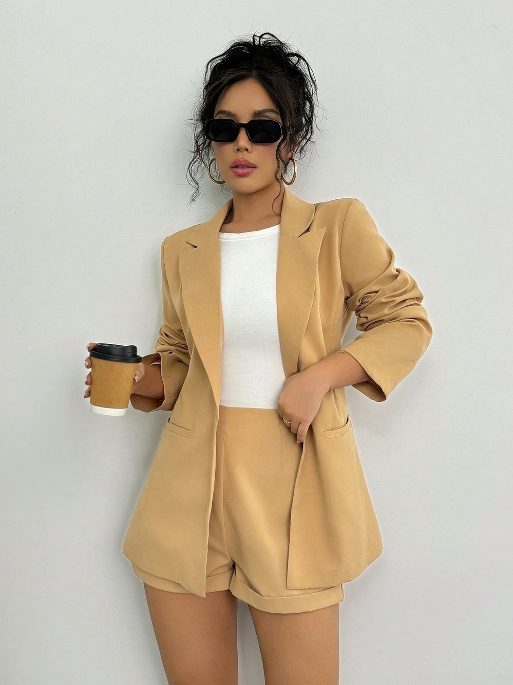 Tailored Tan Blazer - Women's Lightweight Jacket